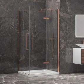 Kamalu - Box doccia 130x140 colore oro rosa battente | KT1000GR