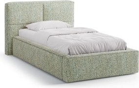 Letto singolo imbottito verde con contenitore con rete inclusa 90x200 cm Darren – Micadoni