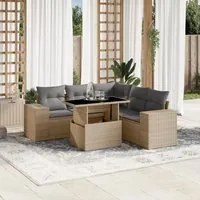 Set Divano da Giardino 6 pz con Cuscini Beige in Polyrattan 3269159