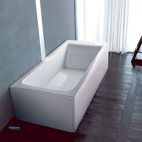 Treesse "App" Vasca Da Bagno 180x80 Con Telaio Pannello Frontale e 1 Pannello Laterale Bianco Lucido