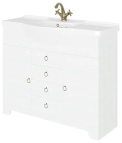 Mobile sottolavabo e lavabo Romantica decape bianco L 105 x H 81.5 x P 31.5 cm 1 vasca, 2 ante 3 cassetti