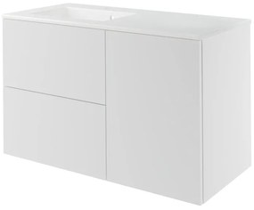 Mobile da bagno sospeso sotto lavabo L 105 x H 50.2 x P 45.3 cm bianco opaco, 2 cassetti Neo, Maniglie acquistabili separatamente