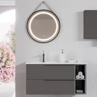 Mobile bagno con lavabo in ceramica specchio led cm 100 colore Lino-modello Symmetry 5