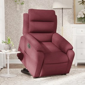 Poltrona Alzapersona Reclinabile Elettrica Rosso Vino Tessuto /