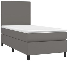 Giroletto a molle con materasso grigio 90x190 cm in similpelle