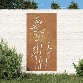 Decorazione Muro Da Giardino 105x55 Cm Bambù İn Acciaio Corten /