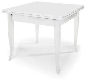 Tavolo in legno classico a libro laccato BIANCO misura 100x100 SMALL