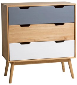 Cassettiera in legno di pino massiccio, larghezza 80 cm Cusco - Marckeric