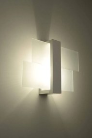 Applique da Soffitto in Legno e Vetro FENIKS 1 E27 Bianca da Interno