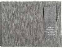 Set tovaglietta con tovagliolo antracite con scritta in misto cotone
