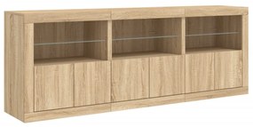 Credenza con luci led rovere sonoma 181,5x37x67 cm