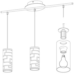 Eglo 92563 - Lampada a sospensione BAYMAN 3xE27/60W/230V