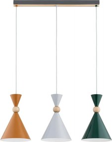 Lampada a sospensione su cavo KANDY 3xE27/15W/230V multicolore