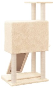 Albero per gatti con tiragraffi in sisal crema 96 cm