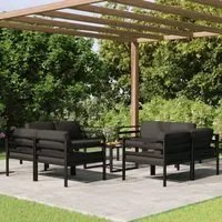 Set Divani da Giardino 9 pz con Cuscini in Alluminio Antracite cod mxl 35814