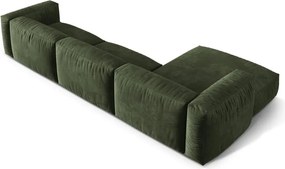 Divano angolare componibile verde (con penisola a sinistra/con chaise lounge) con rivestimento in velluto Martina – Micadoni