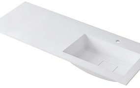 Lavabo integrale rettangolare vasca a destra L 120.5 x H 15 x P 46 cm in resina bianco opaco