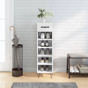 Scarpiera Bianco Lucido 30x35x105 Cm İn Legno Multistrato /