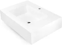 Ogomondo top lavabo sospeso in materiale marmo resina finitura liscia *** misure 80x46x15 cm, tinta bianco opaco, con...