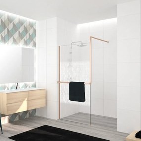 Box doccia walk-in Elidesign, vetro serigrafato 8 mm, L max 140 cm x H 200 cm, profilo dorato