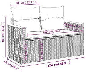 Set Divani da Giardino 7 pz con Cuscini Beige in Polyrattan