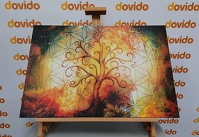 Stampa su tela – Albero con fiore della vita