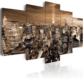 Quadro New York  luci di notte  Colore bianco e nero, Dimensioni e Misure 100x50