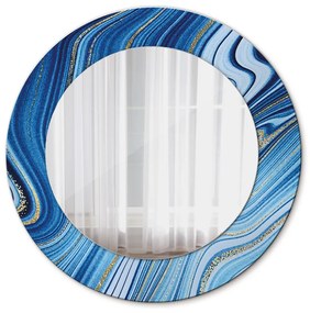Specchio rotondo stampato Marmo blu fi 50 cm