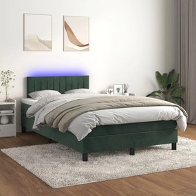 Letto A Molle Con Materasso E Led Verde Scuro 120x200cm Velluto /