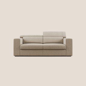 Vegas divano moderno con poggiatesta reclinabili in morbido tessuto smacchiabile T14 beige 230 cm