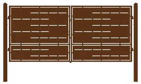 Cancello con serratura manuale Privacy in ferro, apertura centrale, L 408.5 x H 180 cm, di colore ruggine