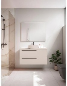 Mobile da bagno sotto lavabo VISOBATH Mia grigio perla laccato opaco L 100 x H 55 x P 39.5 cm 2 cassetti, lavabo posizionabile centralmente non incluso