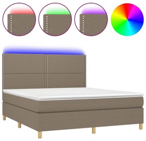 Letto a molle con materasso e led tortora 160x200 cm in tessuto