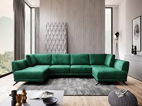 Divano letto matrimoniale angolare Melbourne - Tessuto verde