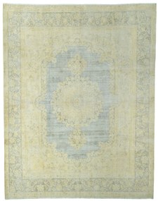 Kerman Tappeto 370 x 290 Nero (Iran) Annodato A Mano