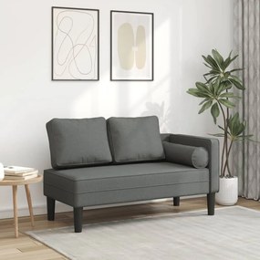 Chaise Longue Con Cuscini Grigio Scuro İn Tessuto /