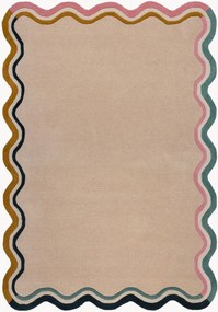 Tappeto in lana a pelo corto fatto a mano Leo Scallop Border