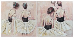 Quadro DKD Home Decor Dancers Ballerina (100 x 3.5 x 100 cm) (2) (100 cm) (2 pezzi) (2 Unità)