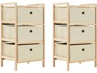 Armadietti 2 pz con 6 Cesti in Tessuto e Legno di Cedro Beige cod mxl 45602