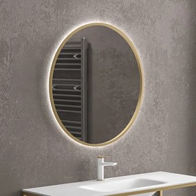 Specchio tondo led retroilluminato 80 cm cornice oro | KAM-S8000G - KAMALU