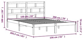 Giroletto Nero 150x200 cm King in Legno Massello