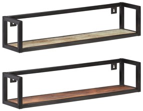 Mensole A Muro 2 Pz 80 Cm İn Legno Massello Di Recupero /