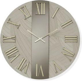 Orologio rotondo D80 cm BILLY in legno rivestito con parato e vetro Bronzo