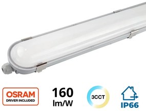 Plafoniera LED 120cm 40W IP66, CCT, 6.400lm 160lm/W - LUMILEDS LED Colore Bianco Variabile CCT