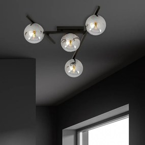 Lampadario da Soffitto in Acciaio e Vetro SMART 4 Nero 4xE14 Colore delle Sfere Grafite