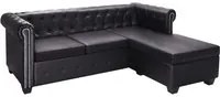 Divano Chesterfield a L in Similpelle Nero 275224