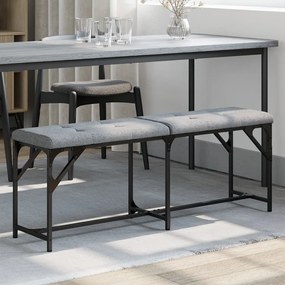 Panca Da Pranzo Grigio Chiaro 124x32x45 Cm İn Acciaio E Tessuto /