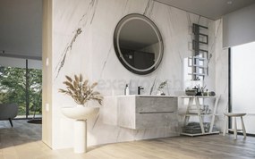 Mobile bagno grigio 80x45 San Marino due cassetti con lavabo in mineralmarmo e frontale a righe orizzontali