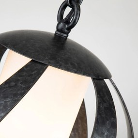 Lampadario Per Esterno Nordico Blacksmith Acciaio Nero Antico Vetro 1 Luce E27