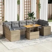 Set Divano da Giardino 8 pz con Cuscini Beige in Polyrattan 3327349